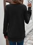Girly Plain New Loose Temperament Fashion Women's Solid Color Round Neck Splicing Long Sleeve Jacquard Casual Simple Sweatshirt