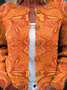 Floral Peasant Crew Neck Knitted Cardigan