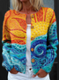 Peasant Knitted Loose Crew Neck Cardigan