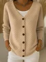 V Neck Casual Regular Fit Cotton Cardigan