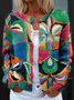 Peasant Knitted Loose Crew Neck Cardigan