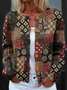 Geometric Knitted Crew Neck Vintage Cardigan