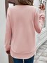 Girly Plain New Loose Temperament Fashion Women's Solid Color Round Neck Splicing Long Sleeve Jacquard Casual Simple Sweatshirt