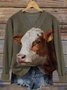 Casual Loose Animal Picture V Neck Sweater