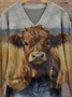 Casual Loose Animal Picture V Neck Sweater