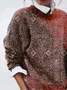 Women's Abstract Print Casual Long Sleeve Crew Neck Sweater
