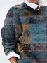 Women's Abstract Check Print Casual Long Sleeve Crew Neck Sweater