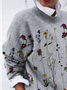 Women's Floral Print Casual Long Sleeve Crew Neck Sweater