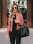 Plain Stand Collar Street Fashionable Leather And Pu Suit Jacket