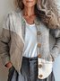Crew Neck Multicolor Block Knitted Ethnic Cardigan