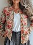 Loose Casual Crew Neck Floral Cardigan