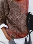 Women's Abstract Print Casual Long Sleeve Crew Neck Sweater