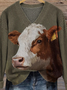 Casual Loose Animal Picture V Neck Sweater