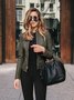 Plain Stand Collar Street Fashionable Leather And Pu Suit Jacket