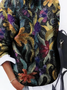 Women's Abstract Floral Print Casual Long Sleeve Crew Neck Sweater
