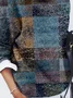 Women's Abstract Check Print Casual Long Sleeve Crew Neck Sweater