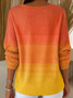 Ombre V Neck Casual Regular Fit Sweater
