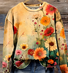 Vintage Floral Art Print Casual Sweatshirt
