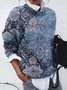 Women's Floral Print Casual Long Sleeve Crew Neck Sweater