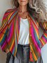 Knitted Casual Loose Multicolor Block Cardigan