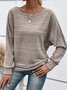 Women's Long Sleeve T-shirt Spring/Fall Light Gray Plain Jacquard Crew Neck Daily Going Out Vintage Top