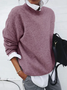 Women's Simple Regular Fit Solid Color Crew Neck Sweater