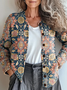 Women's Floral Print Casual Button Cardigan