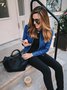 Plain Stand Collar Street Fashionable Leather And Pu Suit Jacket