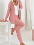 Women's Drawstring Plain Daily Going Out Two-Piece Set Gray Casual Spring/Fall Coat With Pants Matching Set
