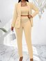 Women's elegant two-piece nude suit with slim-fit lapel jacket wrinkle-resistant slim fit and matching pants