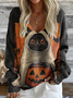 Loose Halloween V Neck Casual Sweater