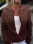 Knitted Crew Neck Gradient Pattern Peasant Cardigan