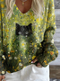 Casual Loose Floral V Neck Sweater