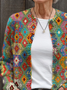Women's Abstract Print Casual Button Cardigan