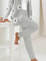 Women's Printing Floral Daily Going Out Two-Piece Set Light Gray Casual Spring/Fall Coat With Pants Matching Set