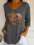 Vintage V Neck Halloween Loose T-Shirt