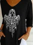 Women's Diamond Ghost Print V-Neck T-Shirt