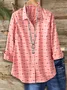 Women's Long Sleeve Shirt Spring/Fall Pink Abstract Buckle Shirt Collar Regular Sleeve Daily Going Out Casual Top
