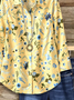 Women's Long Sleeve Shirt Spring/Fall Yellow Floral Buckle Shirt Collar Regular Sleeve Daily Going Out Casual Top