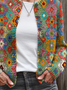 Women's Abstract Print Casual Button Cardigan