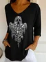 Women's Diamond Ghost Print V-Neck T-Shirt