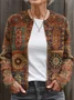 Women's Abstract Print Casual Button Cardigan