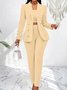 Women's elegant two-piece nude suit with slim-fit lapel jacket wrinkle-resistant slim fit and matching pants