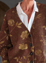 Women's Floral Print Casual V-Neck Button Cardigan
