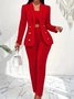 Women's elegant two-piece nude suit with slim-fit lapel jacket wrinkle-resistant slim fit and matching pants