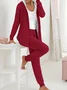 Women's Drawstring Plain Daily Going Out Two-Piece Set Gray Casual Spring/Fall Coat With Pants Matching Set