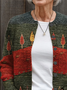 Women's Christmas Print Casual Button Cardigan