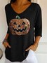 Vintage V Neck Halloween Loose T-Shirt