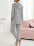 Women's Drawstring Plain Daily Going Out Two-Piece Set Gray Casual Spring/Fall Coat With Pants Matching Set