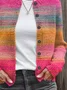 Women's Abstract Print Casual Button Cardigan
